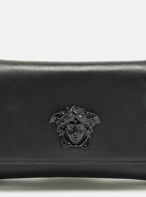 Versace Palazzo Medusa Black Leather Flap Clutch