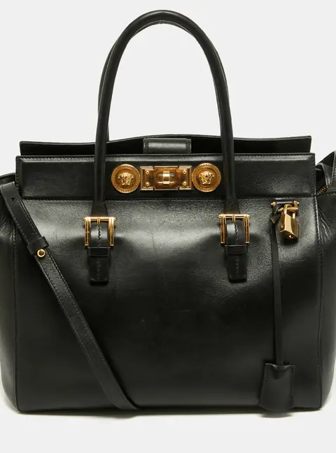 Versace Medusa Black Leather Tote