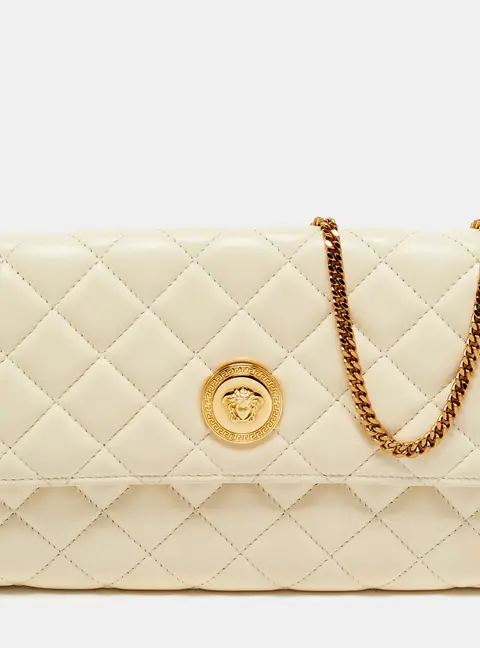 Versace La Medusa Beige Quilted Leather Chain Clutch