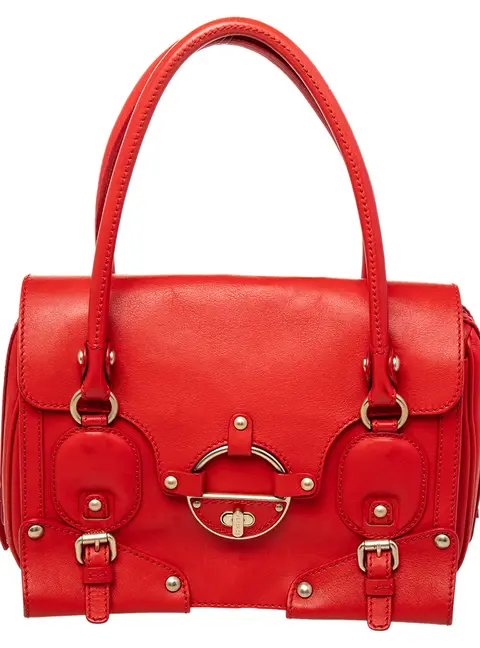 Versace Red Leather Totes Bag