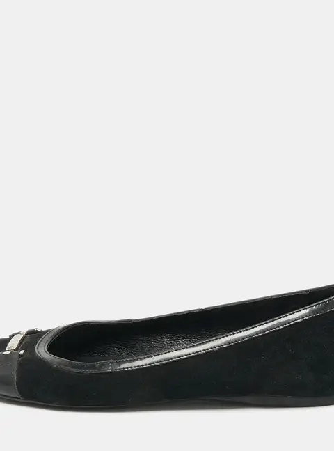 Versace Medusa Size 39 Black Patent Leather and Suede Ballet Flats