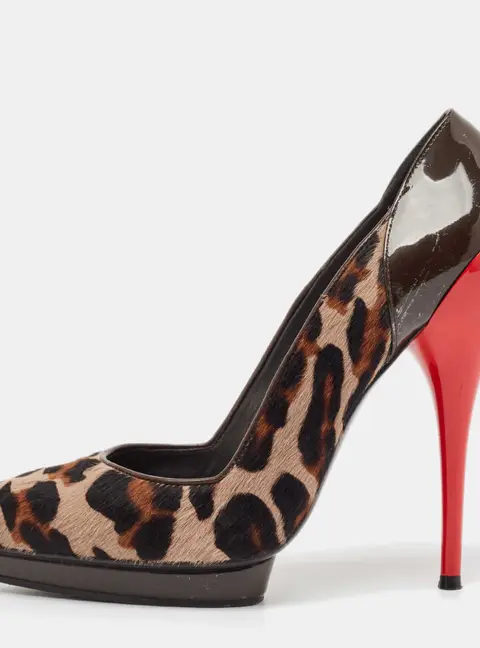 Versace Multicolor Calf Hair and Patent Leather Platform Pumps Size 37.5