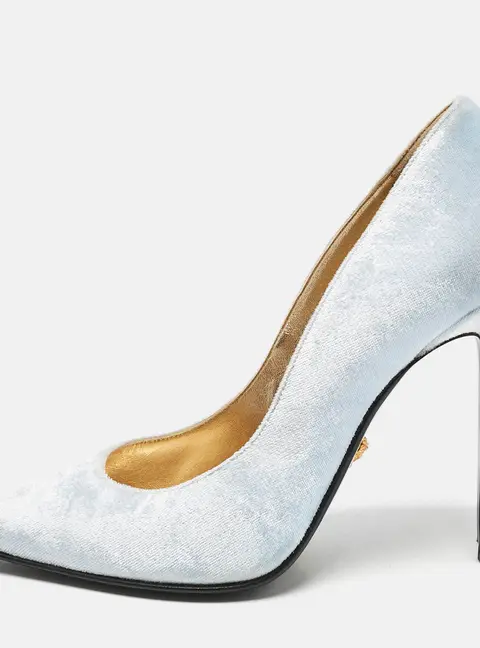 Versace Blue Velvet Pointed Toe  Pumps Size 39.5