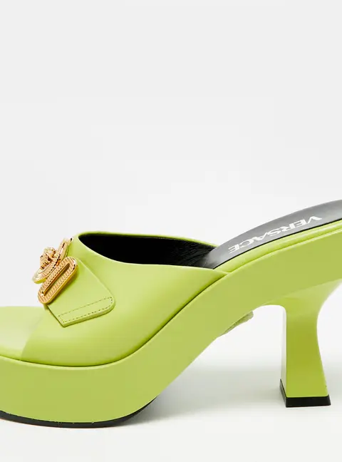 Versace Biggie Size 37 Green Leather Platform Sandals