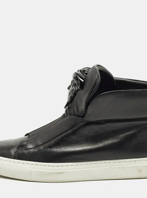 Versace Palazzo Medusa Size 36 Black Leather High Top Slip On Sneakers