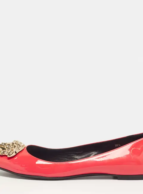 Versace Medusa Size 38.5 Red Patent Leather Ballet Flats