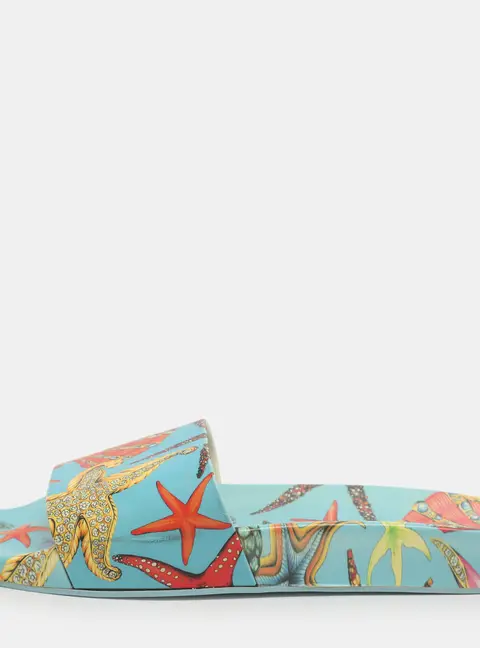Versace Tr&eacute;sor De La Mer Size 39 Multicolor Rubber Slide Sandals