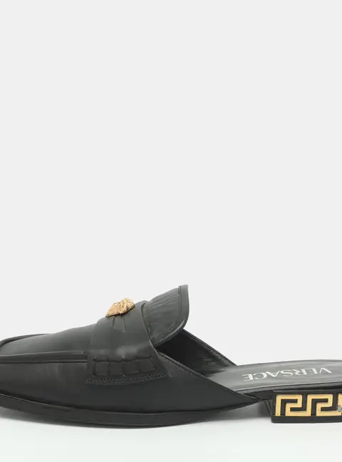 Versace Medusa Size 35 Black Leather Mules