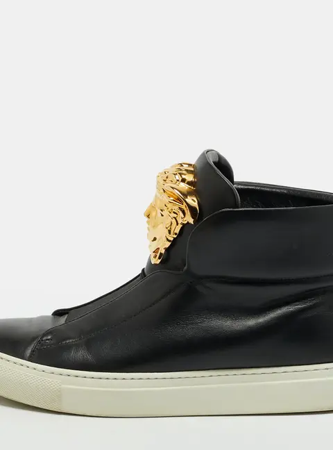 Versace Medusa Size 37 Black Leather High Top Sneakers