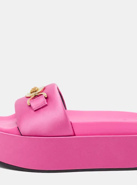 Versace La Medusa Size 36 Pink Satin Platform Sandals