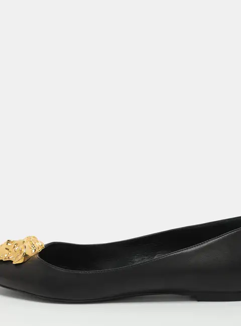 Versace Medusa Size 41 Black Leather Ballet Flats