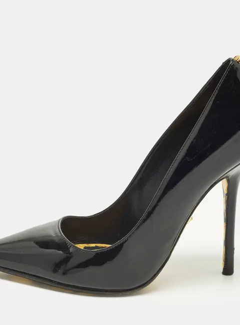 Versace Size 36.5 Black Patent Leather Pointed Pumps