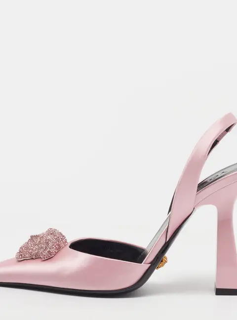 Versace La Medusa Size 36 Pink Satin Slingback Pumps