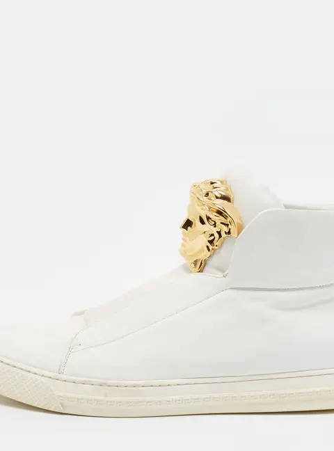 Versace Medusa Size 39 White Leather High Top Sneakers