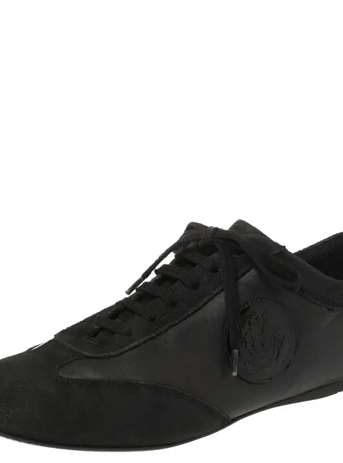 Versace Black Suede and Soft Leather Medusa Lace Up Sneakers Size 39