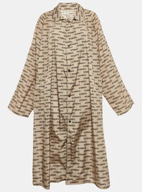 Vetements Beige Logo Print Nylon Shell Raincoat XS