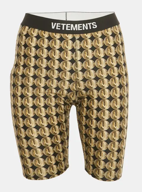 Vetements Yellow/Black Coin Print Jersey Biker Shorts M
