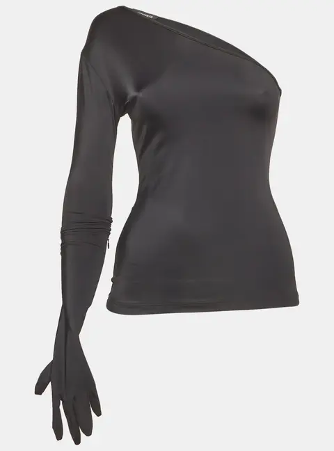 Vetements Black Jersey One Shoulder Top S