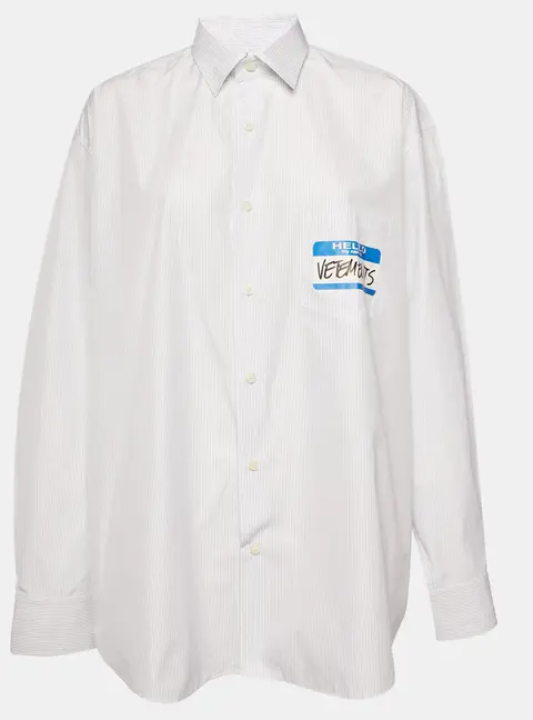 Vetements White Stripe Cotton Oversized My Name Is Vetements Shirt M