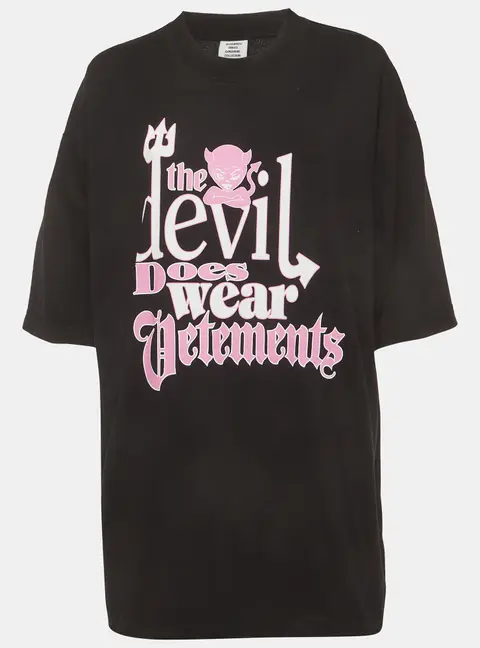 Vetements Unisex Black Graphic Print Jersey Oversized T-Shirt L