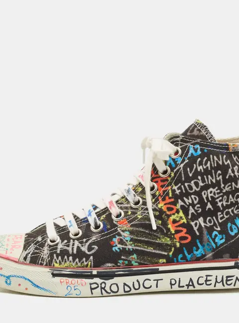 Vetements Multicolor Canvas Graffiti High Top Sneakers Size 39