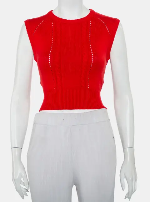 Victor Glemaud Red Knit Sleeveless Open Back Detail Sweater Vest M