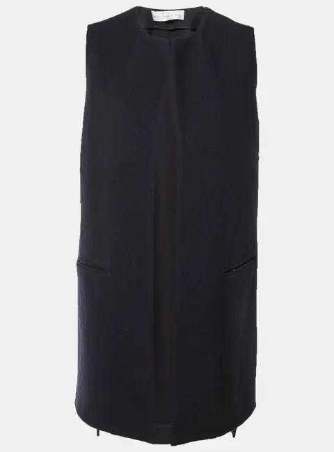Victoria Beckham Jeans Navy Blue Wool Sleeveless Coat M