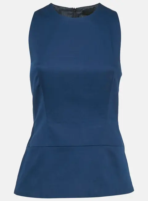 Victoria Beckham Navy Blue Cotton Sleeveless Top M