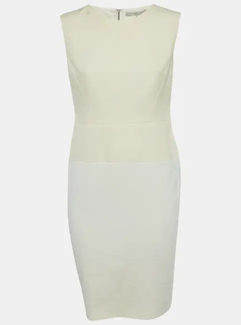 Victoria Beckham Off-White Cotton Blend Sleeveless Short Dress M