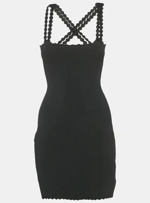 Victoria Beckham Black Stretch Knit Flared Mini Dress XS
