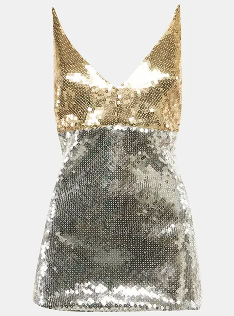 Victoria Beckham Gold/Silver Sequin Cami Top M
