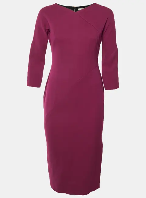 Victoria Beckham Magenta Crepe Sheath Dress M