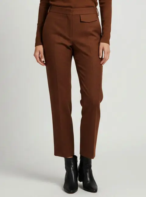 Victoria Beckham Brown Wool Regular Fit Trousers S