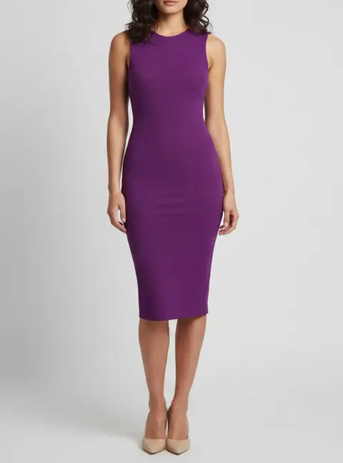 Victoria Beckham Purple Crochet Sleeveless Bodycon Dress S