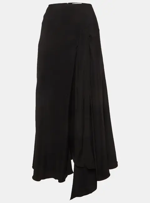 Victoria Beckham Black Crepe Draped Asymmetric Midi Skirt M