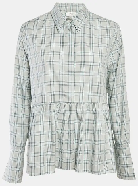 Victoria Victoria Beckham Green Plaid Cotton Button Front Blouse S