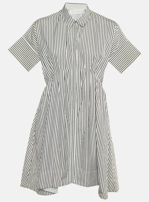 Victoria Victoria Beckham White Striped Cotton Shirt Dress M