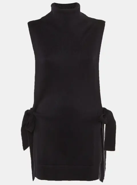 Victoria Victoria Beckham Navy Blue Wool Turtle Neck Side Tie Sweater Vest M