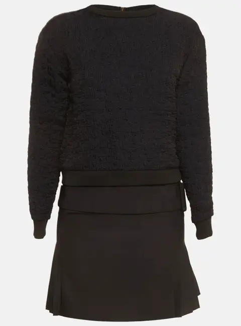 Victoria Victoria Beckham Navy Blue/Black Wool Crepe Jumper Overlay Mini Dress S
