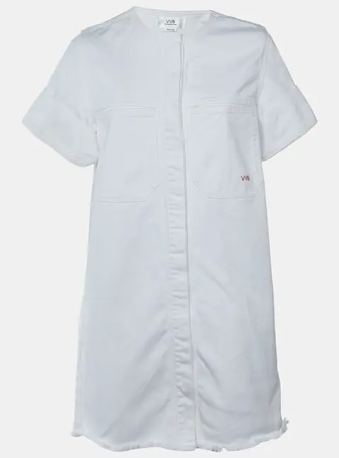 Victoria Victoria Beckham White Denim Button Front Mini Dress S