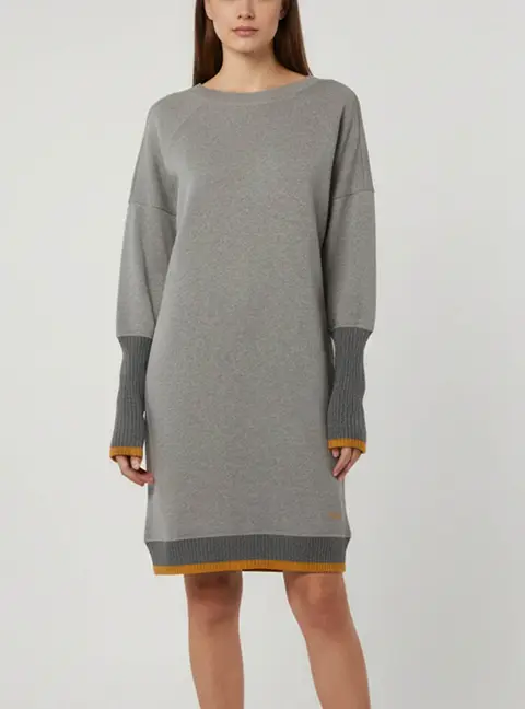 Victoria Victoria Beckham Grey Cotton Knit Sweater Dress S