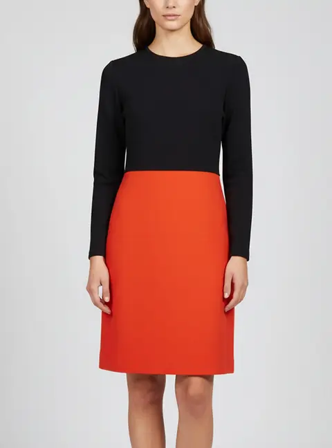 Victoria Victoria Beckham Color Block Stretch Wool Shift Dress L