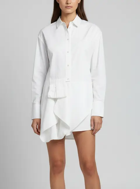 Victoria Victoria Beckham White Asymmetrical Cotton Poplin Shirt S