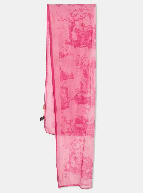 Vivienne Westwood Pink Printed Lurex Cotton Scarf