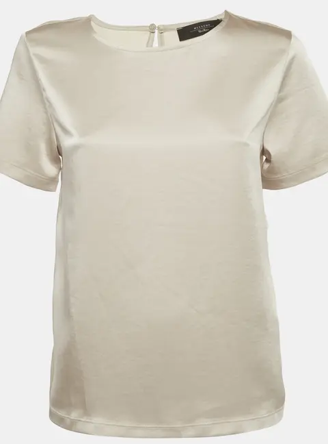 Weekend Max Mara Grey Satin Short Sleeve Blouse S
