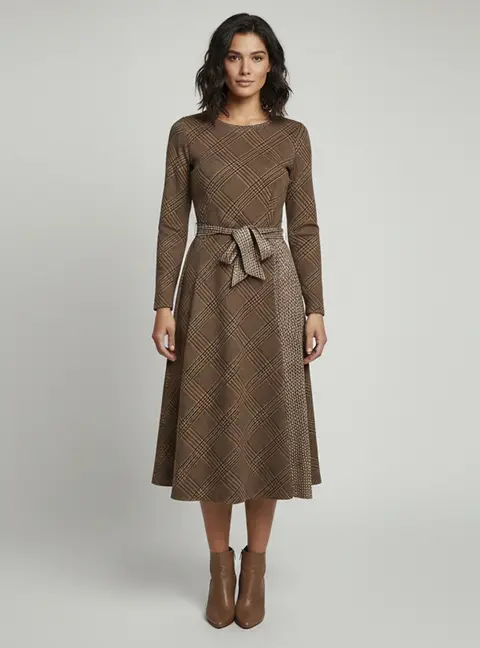 Weekend Max Mara Multicolour Mixed Plaid Jersey Pietra Midi Dress XS