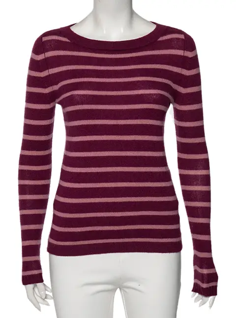 Weekend Max Mara Striped Purple Cashmere Round Neck Sweater XS