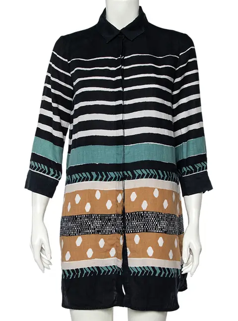 Weekend Max Mara Multicolor Printed Linen Blend Button Front Shirt M