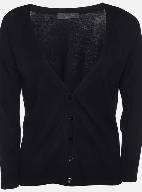Weekend Max Mara Black Knit Button Front Cardigan S