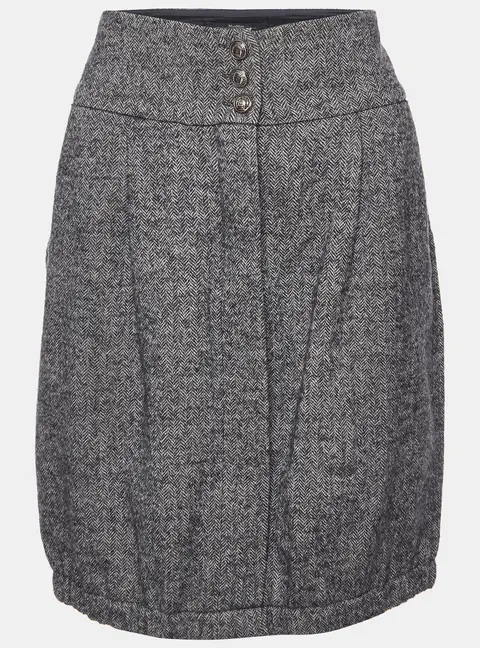 Weekend Max Mara Grey Zig Zag Wool Knee Length Skirt S